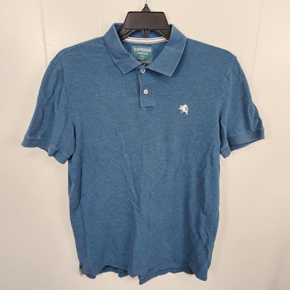 Express Pique Polo Shirt Mens Large Modern Fit Short Sleeve Lion Embroidered‎ - Picture 1 of 10